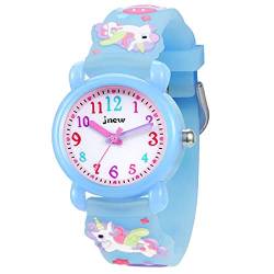 Bigmeda Kinderuhr, 3D Cute Cartoon Armbanduhr,Armbanduhr für Kinder Jungen und Mädchen,30M wasserdichte Analog Quarzuhr, Teaching Handgelenk Uhren mit Silikon Armband (BlauEinhorn) von Bigmeda