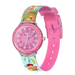 Bigmeda Kinderuhr Einhorn Armbanduhr Tierdrucke Textil Armband Analoge Junge Mädchen (Blumenfee) von Bigmeda