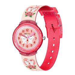 Bigmeda Kinderuhr Einhorn Armbanduhr Tierdrucke Textil Armband Analoge Junge Mädchen (Hase Liebe) von Bigmeda