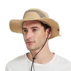 UV Schutz Sonnenhut Herren Baumwolle Sommerhut,Outdoor Fischerhut Buschhut Gartenhut Faltbar SafariHut,Breite Krempe Wanderhut Boonie Hat Damen von Bigoco