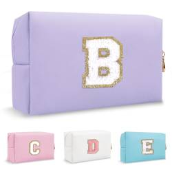 Biileen Personalisierte Initiale adrette Make-up Tasche Kleine Nette Reise Chenille Brief Beutel, Violett, B von Biileen