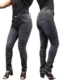 Bikers Gear Damen New Ladies Stone Wash Grey Stretch Kevlar Motorcycle Jeans with Removable CE1621-1 Armour, grau, 42 von Bikers Gear