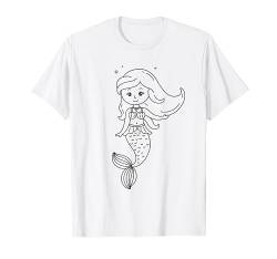 Meerjungfrau gestalten zum Ausmalen und selbst Bemalen T-Shirt von Bilder für Kinder zum Ausmalen und gestalten DIY