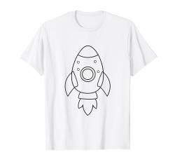 Rakete Raumfahrt kreativ gestalten - Malen & selbst Bemalen T-Shirt von Bilder für Kinder zum Ausmalen und gestalten DIY