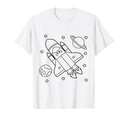 Rakete kreativ gestalten zum Ausmalen und selbst Bemalen T-Shirt von Bilder für Kinder zum Ausmalen und gestalten DIY