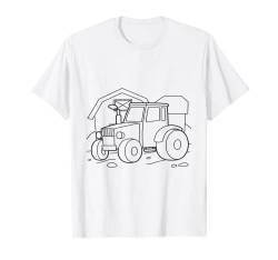 Traktor kreativ gestalten zum Ausmalen und selbst Bemalen T-Shirt von Bilder für Kinder zum Ausmalen und gestalten DIY