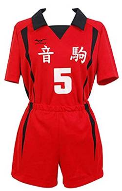 Bilicos Haikyuu !! Nekoma High School Nr.5 Kenma Kozume Cosplay Kostüm Volleyballverein Team Trikot Uniform Sportswear Rot S von Bilicos