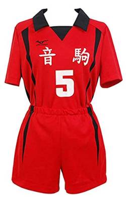 Bilicos Haikyuu !! Nekoma High School Nr.5 Kenma Kozume Cosplay Kostüm Volleyballverein Team Trikot Uniform Sportswear Rot XL von Bilicos