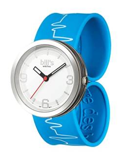 Bill’s Watches Unisex Analog Armbanduhr Minimalistische Quarzuhr mit stilvollem Ziffernblatt wasserdichte Alltags-Uhr mit Sikon Armband (Blue - White) von Bill s Watches