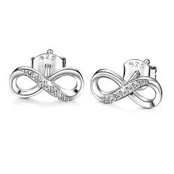 Billie Bijoux Frauen 925 Sterling silber Unendlichkeit baumeln Ohrstecker Unendlichkeit Liebe Rundschnitt CZ Diamant Schmuck Frauen Mädchen Geschenk zum Geburtstag (infinity studs) von Billie Bijoux