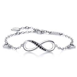 Billie Bijoux Infinity Unendlichkeit Symbol Damen Armband 925 Sterling Silber Zirkonia Armkette Verstellbar Charm Armband or Mother's Day (schwarz) von Billie Bijoux