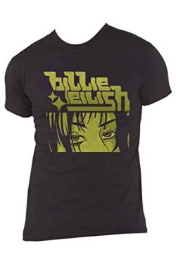 Billie Eilish Unisex Anime Logo Official Black T-Shirt, Schwarz, XL von Billie Eilish