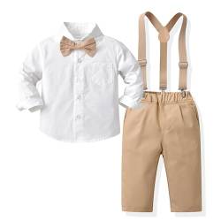 Billion Xin Baby Anzug Junge, 3 Stück Kleinkind Hochzeit Outfits Lange Ärmel Hemden + Hose + Hosenträger + Krawatte von Billion Xin