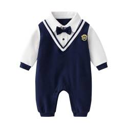 Billion Xin Baby Strampler Anzug Neugeborene Langarm Overall Taufe Hochzeit Partei Outfit Babykleidung 0-12 Monate Navy Blau von Billion Xin