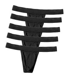 Billtop Herren Strings T-Back Männer Unterwäsche Tanga Sexy Aiedrigen Taillen Unterhose, 5er Schwarz, XXL von Billtop