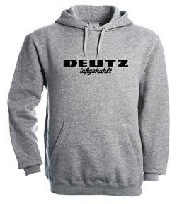 Bimaxx Hoodie Deutz Luftgekühlt Herren Kapuzenpullover Langarm Kordelzug Brustdruck | Heathergrau | Druck in schwarz | Größe XXL von Bimaxx