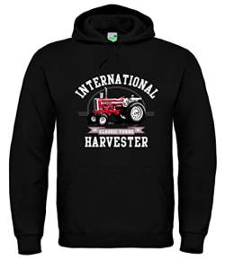 Bimaxx IHC International Harvester Classic Turbo Hoodie Herren Kapuzenpullover, Langarm, Brustdruck | Schwarz | Größe L von Bimaxx