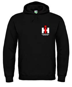 Bimaxx IHC International Harvester Hoodie Kapuzen-Sweatshirt mit Oldtimer-Traktor-Motiv | Herren (Unisex) Langarm Kleiner Brustdruck | Schwarz | Größe 3XL von Bimaxx