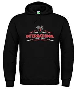 Bimaxx IHC International Harvester Kolben Hoodie Herren Kapuzenpullover, Langarm, Brustdruck | Schwarz | Größe 3XL von Bimaxx