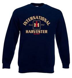 Bimaxx IHC International Harvester Red Power Sweatshirt Herren-Pullover Langarm, Rundhals, Brustdruck| Navyblau | Größe L von Bimaxx
