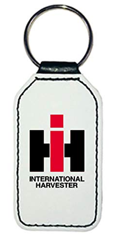 Bimaxx Leder Schlüsselanhänger | IHC Int. Harvester Logo | rechteckig | weiß von Bimaxx
