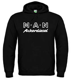 Bimaxx M-A-N Ackerdiesel Herren Hoodie, Kapuzenpullover, Langarm, Brustdruck | Schwarz | Größe L von Bimaxx