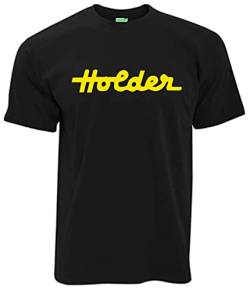 Holder T-Shirt | Herren Kurzarm Rundhals | Schwarz, Druck gelb | Größe S von Bimaxx