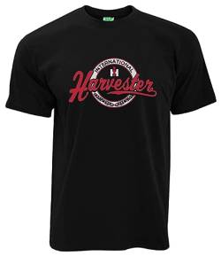 IHC T-Shirt Kreis mit Körnähren International Harvester-Logo Herren T-Hemd Kurzarm Rundkragen | Schwarz | Größe M von Bimaxx