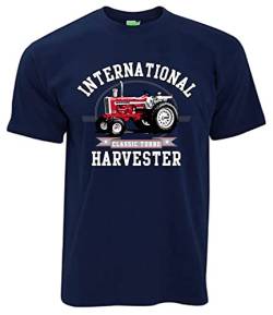 T-Shirt - IHC International Harvester Classic Turbo Oldtimer-Shirt | Herren, Kurzarm, Rundhals, Brustdruck | Navyblau | Größe M von Bimaxx