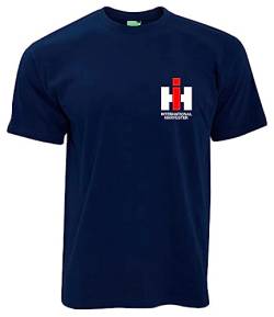 T-Shirt IHC International Harvester Kleiner Brustdruck | Herren, Kurzarm | Navyblau | Größe XL von Bimaxx