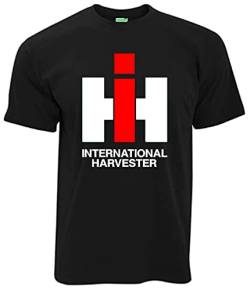 T-Shirt IHC International Harvester Oldtimer Herren-Shirt Logo Kurzarm Rundkragen Brustdruck | Schwarz | Größe 3XL von Bimaxx