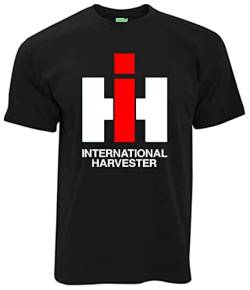 T-Shirt IHC International Harvester Oldtimer Herren-Shirt Logo Kurzarm Rundkragen Brustdruck | Schwarz | Größe M von Bimaxx