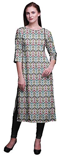 Bimba Bedruckte 3/4 Ärmel Kleider für Frauen indische Kleidung Lange Tunika von Bimba