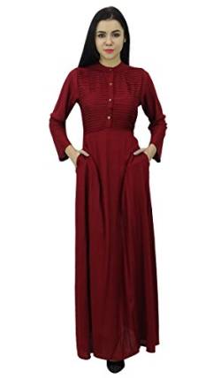 Bimba Damen Langarm Maxi Mandarin Kragen Glatt Jilbab Kleid Mit Taschen von Bimba