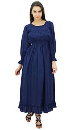Bimba Frauen Baumwoll Taille Lange Beiläufige Maxi Kleid von Bimba
