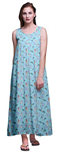 Bimba Kunstseide Maxi Nachtwäsche Damen Viskose Bedruckt ärmelloses Nachtkleid Maxi-Kleid-2X von Bimba