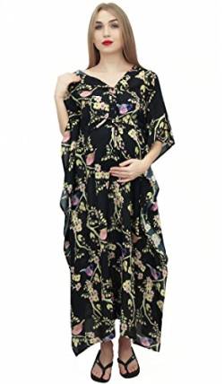 Bimba Moms ist schwarz gedruckt Mutterschaft Kaftan mit Kordelzug Taille Maxikleid-42 von Bimba