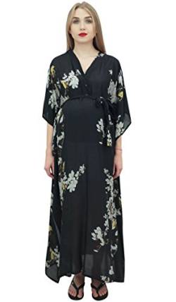Bimba Moms schwarzer Blumendruck Kimono-Huelsen-Mutterschafts-Kaftan-Maxi Dress-48 von Bimba