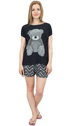 Bimba Notte Femmes Teddy Bear Imprimé Rayon T-Shirt Et Shorts 2 Pièces Set - 54 von Bimba