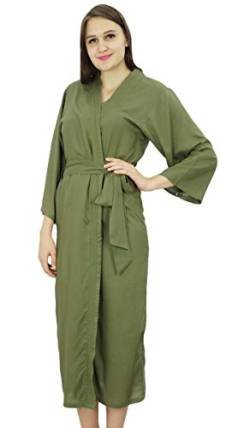 Bimba Solid Loungewear Robe für Damen voller Ärmel Baumwolle Modal Langer Bademantel mit Gürtel von Bimba