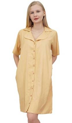 Bimba Solides Nachthemd mit Taschen für Damen Loungewear Sommer Nachthemd mit gekerbtem Kragen von Bimba
