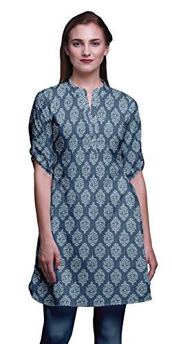 Bimba indische Kurze Kurtis für Frauen Bedruckte Tunika Roll-up Ärmel Shirt von Bimba