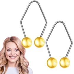 Grübchen Macher 2 Stück Smile Gesichtstrainer Natürlich Smile Makers Wangen Grübchen Macher Perlen Grübchen Trainer Für Damen Und Mädchen Dimple Maker (Gold-1 Paar) von Bimhayuu