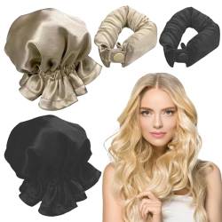 Heatless Curls Band 2 Stück Satin Heatless Hair Curler DIY Heatless Hair Curler Rolls Locken Ohne Hitze Weiche Lockenstab Stirnband Lockenwickler für Langes Mittleres Haar (Weiß+Schwarz) von Bimhayuu