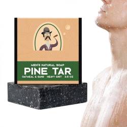 Männer Seife Natürliche Seifenstücke für Männer pine tar soap Ganz natürliche Seife Kaltverfahren hergestellte handgemachte Seife zur Feuchtigkeitsversorgung Aufhellung Körper Gesichts (1 STK) von Bimhayuu