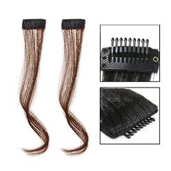 Perücken für Frauen Long Side Air Bangs, 2pcs 30/35CM Front Side Bangs Wellig Curly Clip in Bangs Synthetic Long Dragon Bart Bangs Haarverlängerungen for Frauen Pony Perücke/Perücke Pony (Color : 2-3 von BinOxy