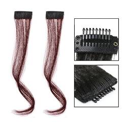 Perücken für Frauen Long Side Air Bangs, 2pcs 30/35CM Front Side Bangs Wellig Curly Clip in Bangs Synthetic Long Dragon Bart Bangs Haarverlängerungen for Frauen Pony Perücke/Perücke Pony (Color : 2-3 von BinOxy