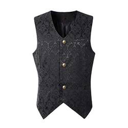 Binggong Herren Steampunk Gothic Weste Smoking Anzugweste Männer Mittelalter Kostüm Karneval Waistcoat West Vintage Cosplay Vest Overcoat von Binggong