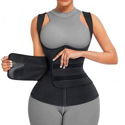 Bingrong Damen Sauna Bauchweggürtel Schwitzgürtel Taille Trimmer Korsett Taillenformer Fitness Waist Trainer Gürtel Body Shaper Verstellbarer Fitnessgürtel (Schwarz, 3X-Large) von Bingrong