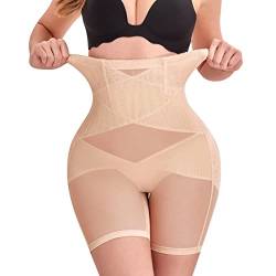 Bingrong Damen Shapewear Bauchweg Unterhose Hohe Taille Miederhose Bauch Weg Stark Formend Figurformende UnterwäSche Butt Lifter Nahtlos Miederpants Miederslip Atmungsaktive Body Shaper (Small, Beige) von Bingrong